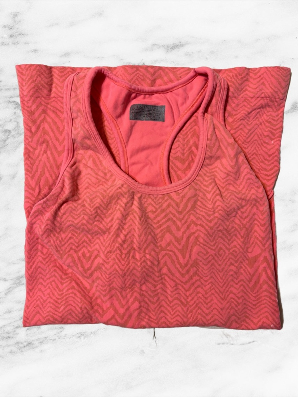 Athleta Coral-Pink Zigzag Racerback Tank